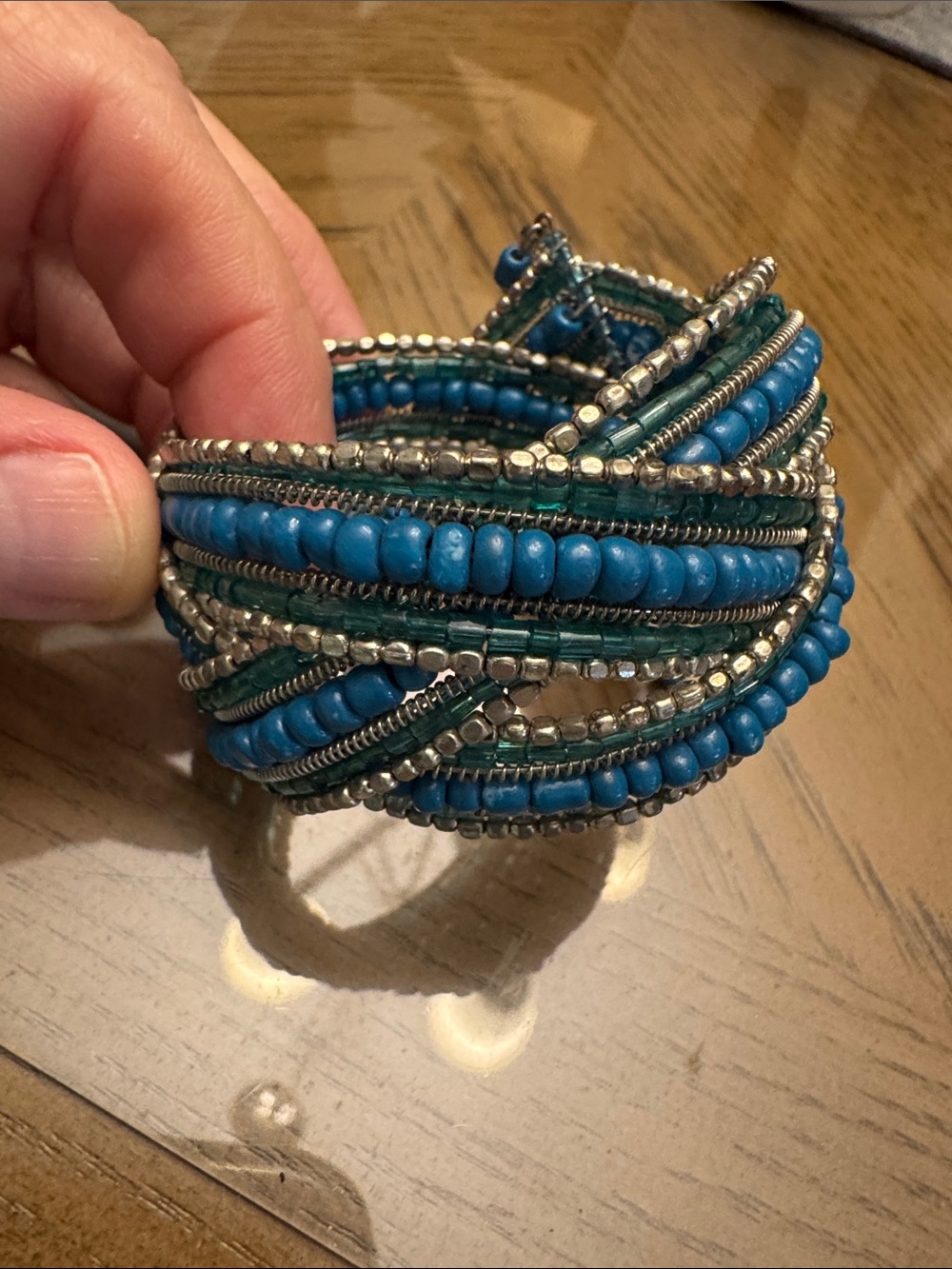 Turquoise Color Multi-Strand Beaded Bracelet - Unbranded